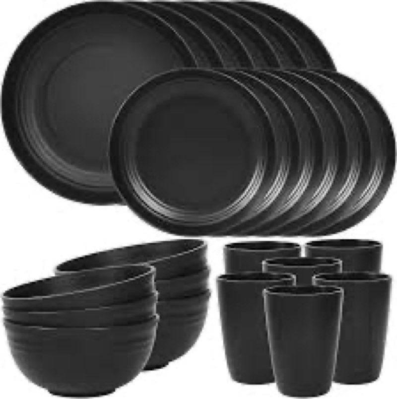 EWFEN Plates and Bowls Sets, Dinnerware Sets for 8, 24 Pieces Scratch Resistant Dishware Dishes Set,