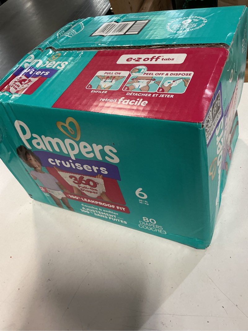 Condition photo showing New/Like New for pampers diapers - cruisers 360 - size 6, 80 count, babyproof up to 100% leakproof pull-on diaper size 6 80