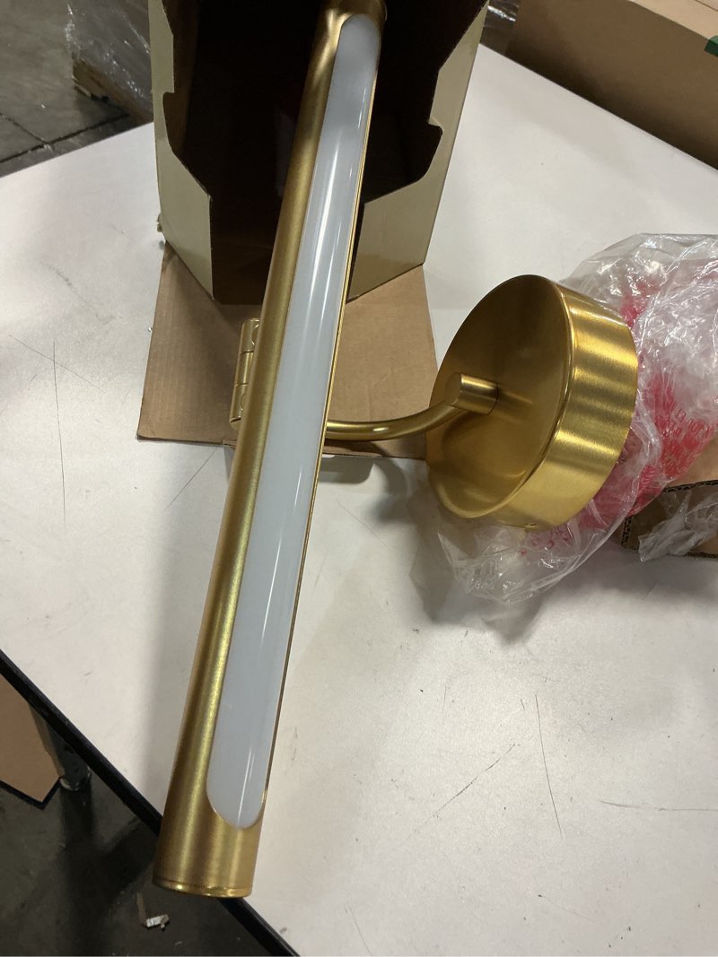 Condition photo showing As Is for allen + roth prichard brushed gold led battery picture light