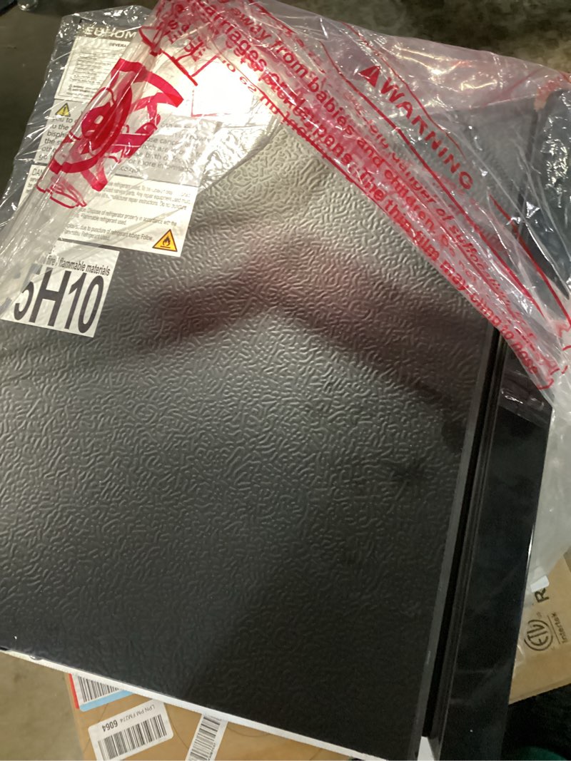 Condition photo showing As Is for 24 Cans Beverage Refrigerator Cooler - Mini Fridge with Glass Door, Soda Wine Beer Drink Fridge - Small Refrigerator for Office Home Bedroom Dorm Bar, Black