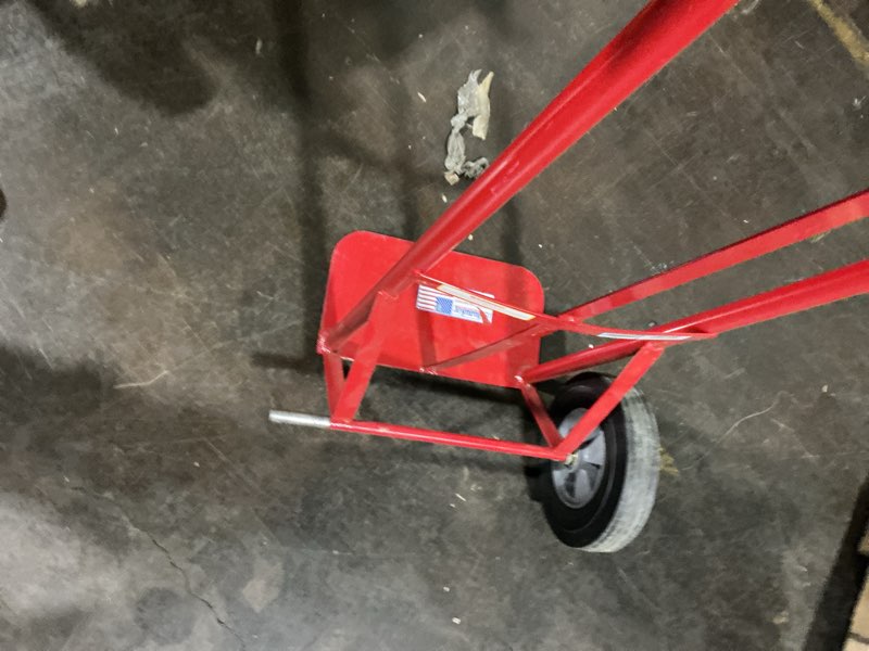 Condition photo showing As Is for milwaukee 800-lb capacity 2 -wheel red steel heavy duty hand truck