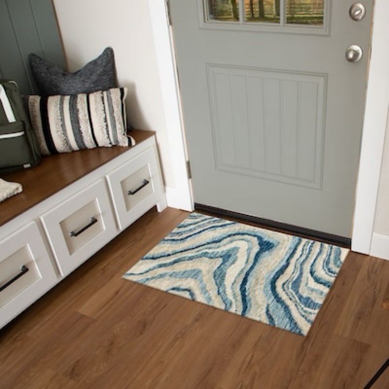 origin 21 coastal tides 2 x 4 (ft) loomed polyester blue rectangular indoor geometric mid-century modern not washable pet friendly area rug item #5052448 | model #r1055 431 024048