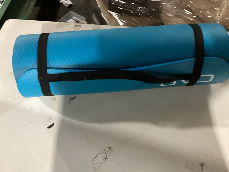 Condition photo showing New/Like New for cap barbell 1/2-inch high density exercise yoga mat with strap | multiple options teal yoga mat w/knee pad