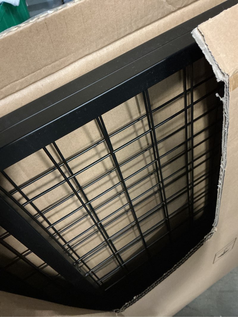 Condition photo showing Good Condition for 3'x 6' gridwall panel display stand with t-base, black wire grid wall panels with wheels, craft display rack, art display stand, retail display, show rack