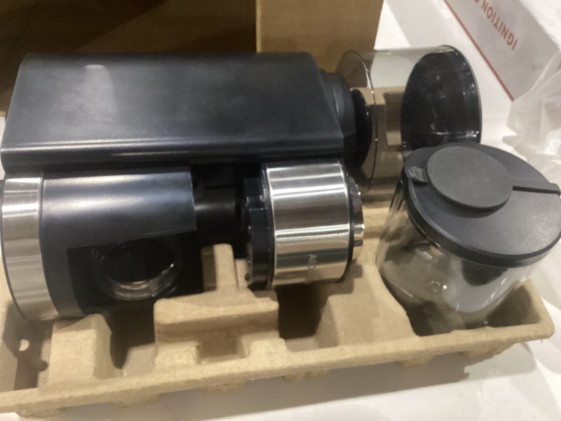Condition photo showing Good Condition for aromaster conical burr coffee grinder with 25 grind settings,adjustable 2-12 cups timer,coffee bean grinder,3-ear portafilter holder, anti-static design,cleaning brush included,black household premium black