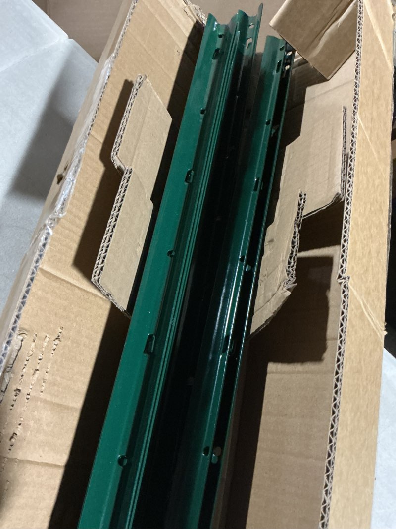 Condition photo showing As Is for arifaro fence posts 4 feet sturdy duty metal fence post, pack of 10, no dig garden u post for wire fencing steel post for yard, outdoor wire 4 ft green 10 pcs