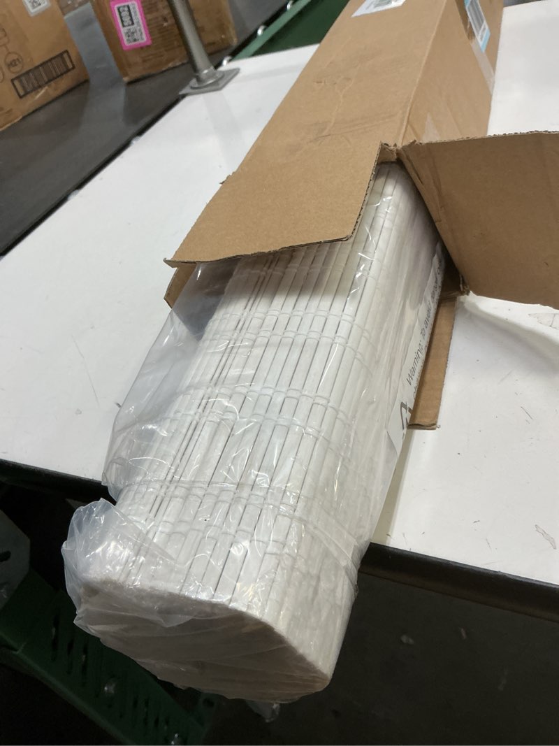 Condition photo showing New/Like New for LazBlinds No Tools No Drill Cordless Bamboo Roman Shades, Light Filtering Window Treatment, Roll Up Bamboo Blinds for Window 26'' W x 64'' H, Ceylon Vintage White Ceylon Vintage White 26'' W x 64'' H