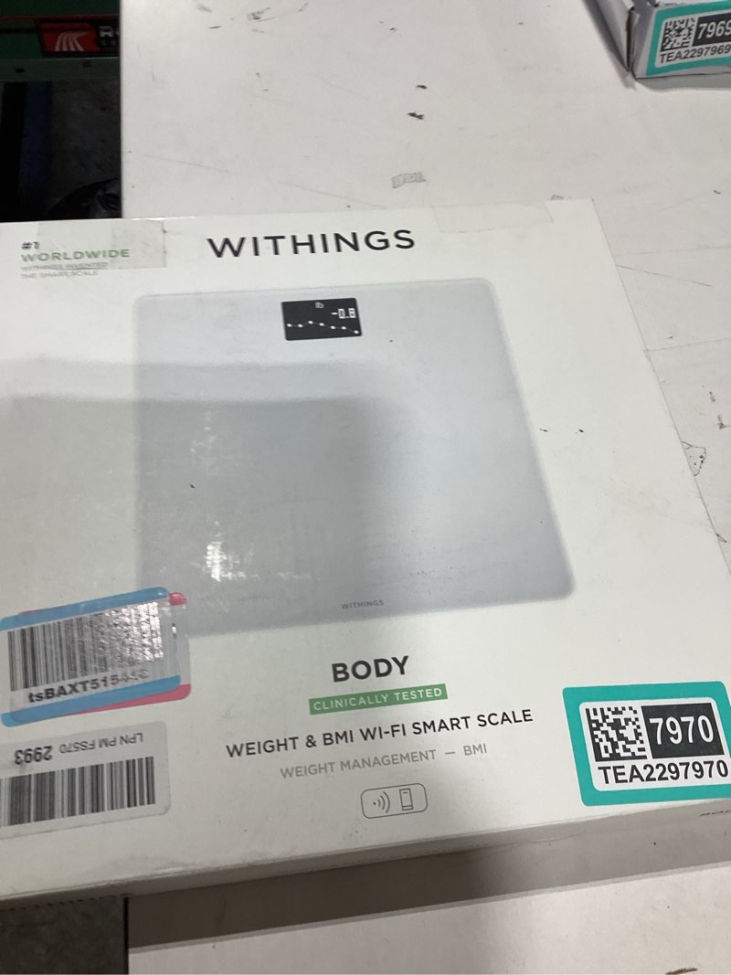 Condition photo showing New/Like New for Withings Body - Digital Wi-Fi Smart Scale with Automatic Smartphone App Sync, BMI, Multi-User Friendly, with Pregnancy Tracker & Baby Mode White 1 Count (Pack of 1)