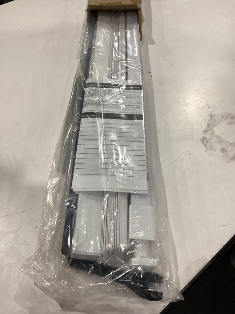 Condition photo showing New/Like New for LazBlinds No Tools No Drill Cordless 1" Vinyl Mini Blinds, 100% Blackout Blinds for Indoor Windows, Room Darkening Privacy Window Blinds and Shades for Interior, 43" W x 48" H, White White 43" W x 48" H