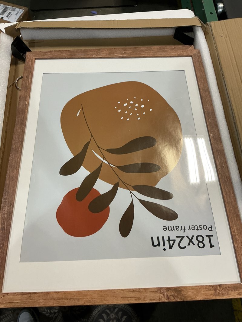 Condition photo showing New/Like New for irahmen 18x24 picture frame set of 2, rustic brown wood poster frame with plexiglass, display 16x20 picture with mat or 18 x 24 without mat for photo wall gallery mounting rustic brown 18x24