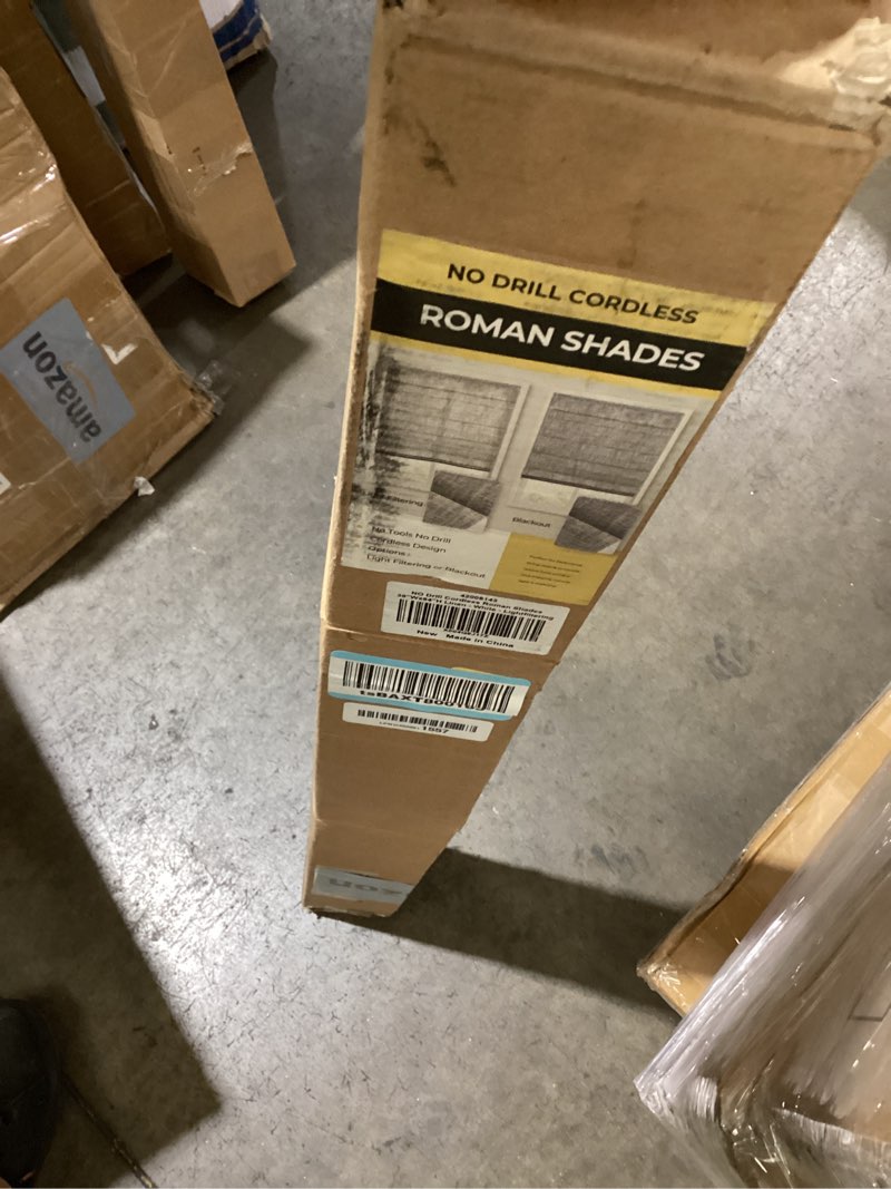Condition photo showing As Is for no drill cordless roman shades for windows, 38" w × 64" h - light filtering - linen - white light filtering - linen - white 38" w × 64" h