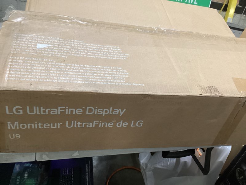 Condition photo showing As Is for broken power button *lg 32u990a-s 32-inch ultrafine 6k (6144 x 3456) nano ips black thunderbolt 5 professional monitor, 60hz, displayhdr 600, speakers, hdmi 2.1, displayport 2.1, usb-c, tilt/height/pivot stand, silver