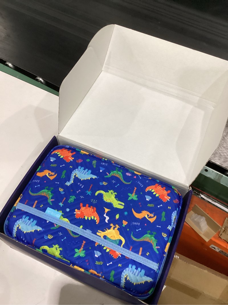 Condition photo showing Good Condition for fimibuke kids bento lunch box with 4 compartments, insulated lunch bag, stainless steel insulated water bottle, ice pack & utensils set, birthday gifts for ages 3-12 back to school toddler girls boys a3. blue dinosaur