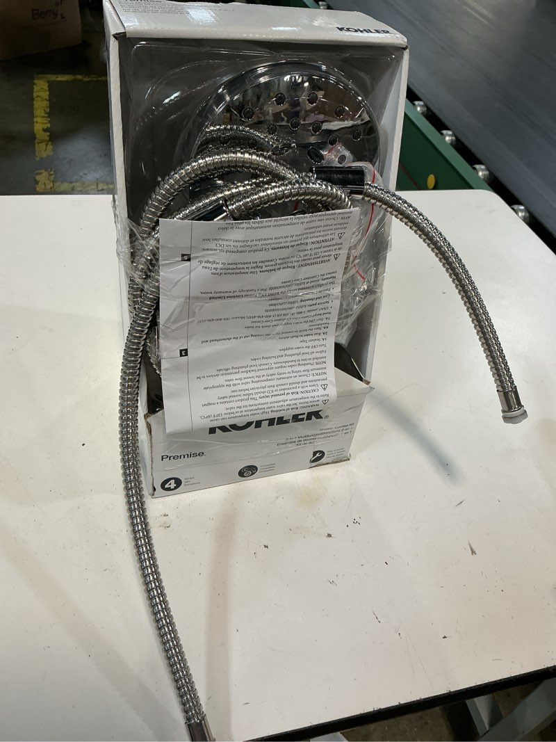 Condition photo showing As Is for kohler premise 3 -settings polished chrome 6-in round dual/combo shower head 1.75 gpm