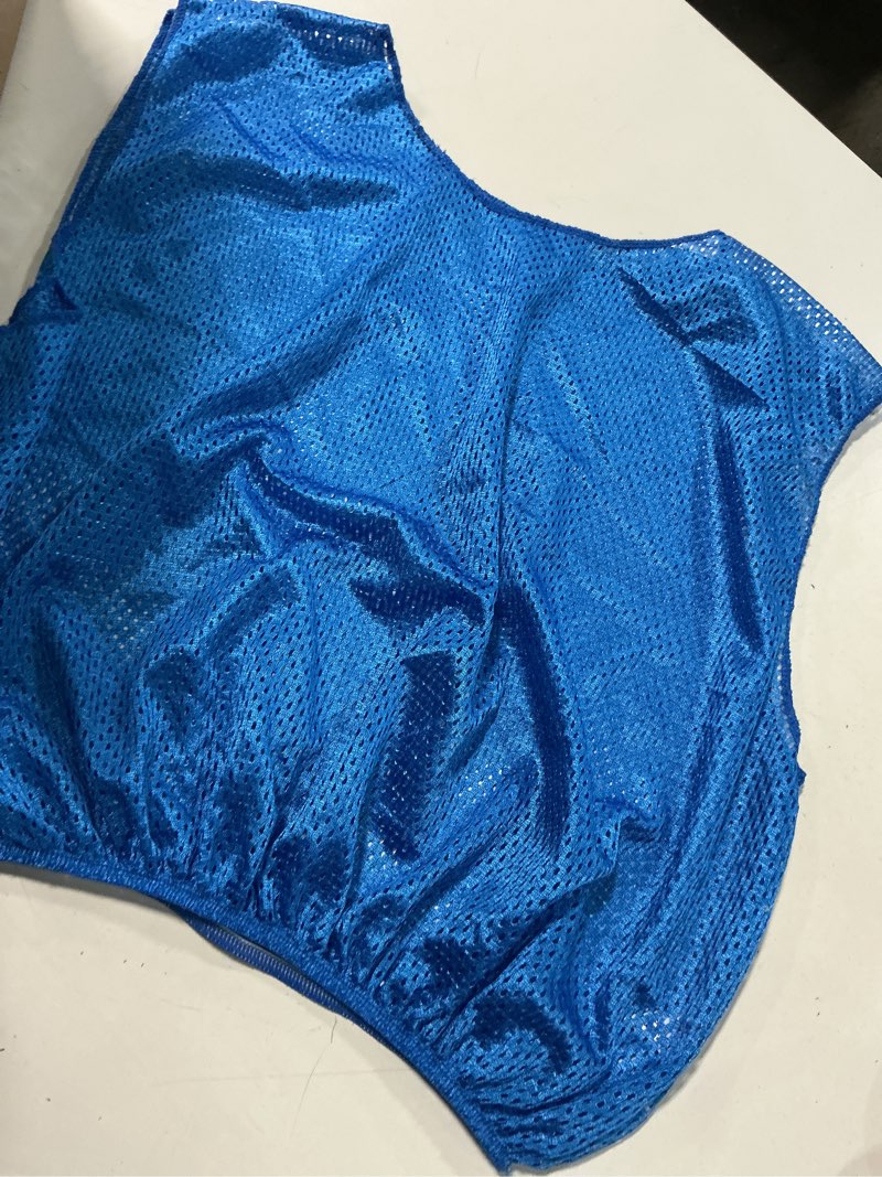Condition photo showing As Is for vogrye scrimmage vests 12/24 pack pinnies for basketball football lightweight team practice jerseys for kids youth adult 12-blue child/6-10 years