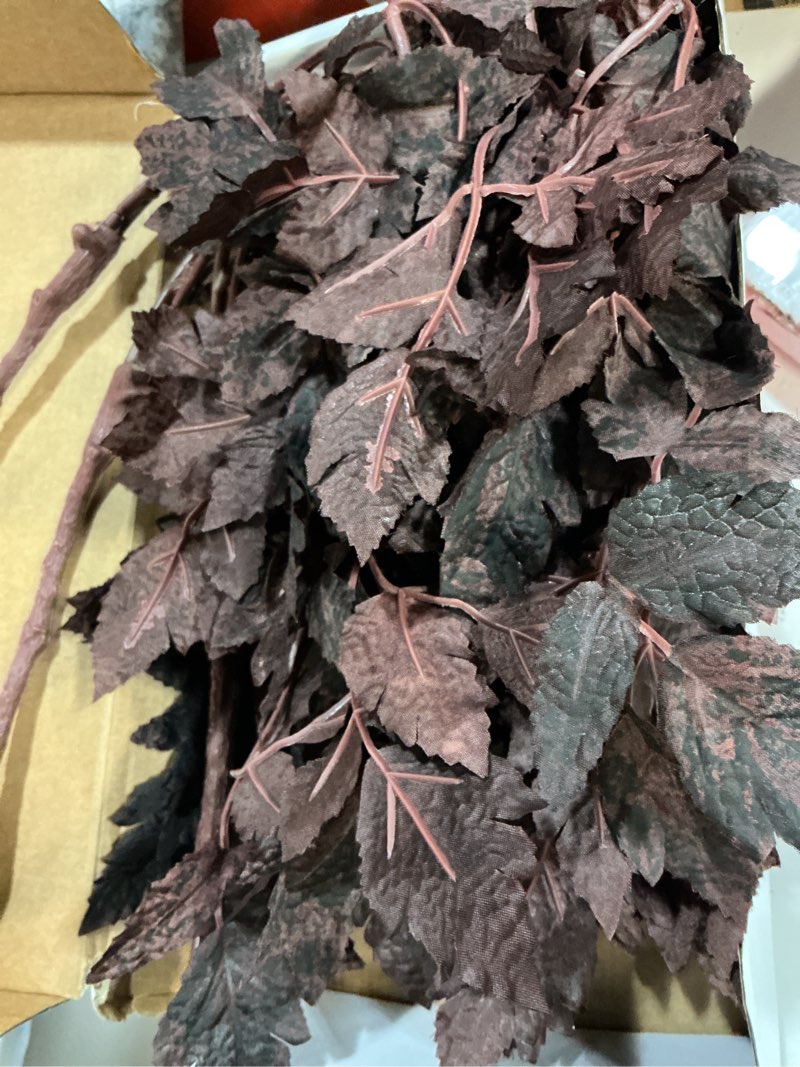 Condition photo showing New/Like New for lyrow 6 pack 18 inches artificial cimicifuga plant leaf spray faux plum cimicifuga ramosa leaf branch faux fall spray silk plants for home vase wedding garden farmhouse table mantel decor 6 18 inches