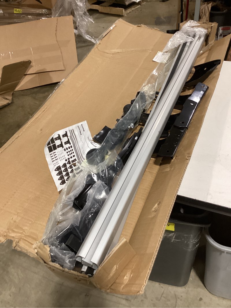 Condition photo showing As Is for kocaso universal roof rack cross bars, 48inch adjustable aluminum alloy car carrier rooftop luggage crossbars,for rack, snowboards, kayaks, suitable for most vehicle wagon car without roof side rail