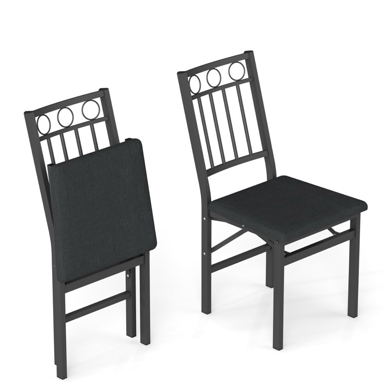 JOIN IRON Folding Dining Chair Set of 2, black  Seat with Metal Frame, Foldable Kitchen C