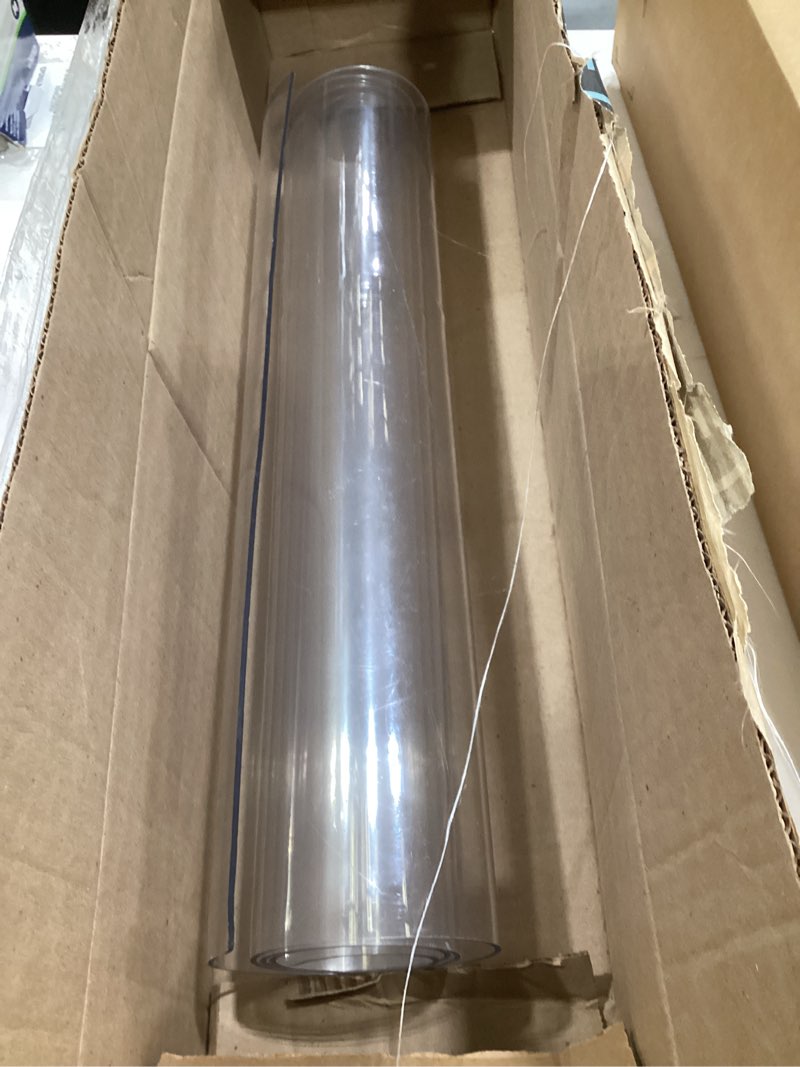 Condition photo showing As Is for rostikong 24 x 48 inch clear plastic transparent tablecloth protector waterproof office desk blotter pad vinyl dining room table protector for wood furniture kitchen coffee garden vanity end table mat 48" x 24" upgraded clear rectangle shape