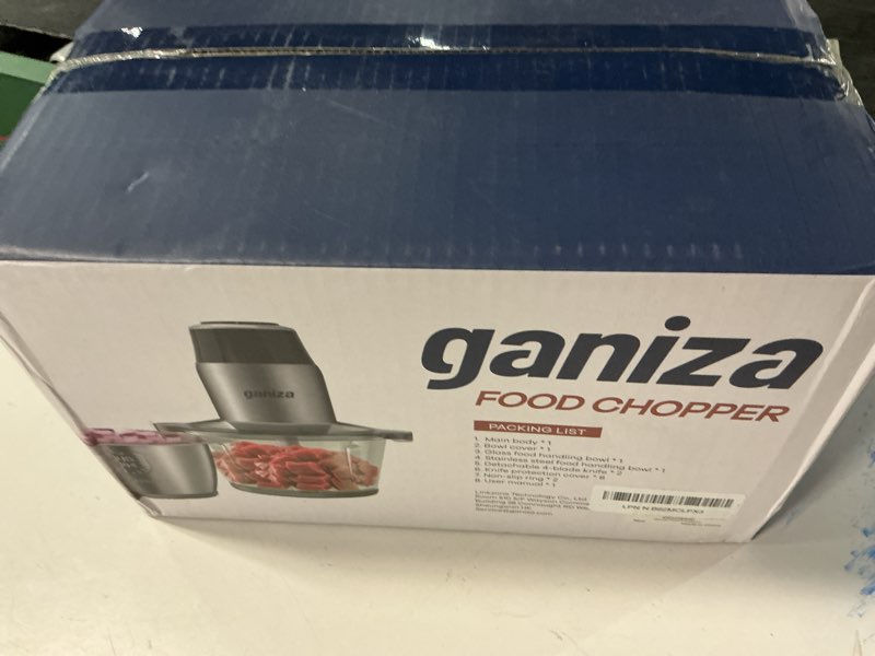 Condition photo showing New/Like New for ganiza food processors, electric food chopper with meat grinder & vegetable chopper - 2 bowls (8 cup+8 cup) with powerful 450w copper motor - includes 2 sets of bi-level blades for fruits/meat/nuts black
