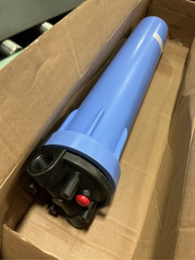 Condition photo showing As Is for Pentair Pentek 150070 Traditional Standard Filter Housing, 3/4" NPT #20 Opaque Water Filter Housing with Mounting Bracket Cap, 20-Inch, Black/Blue