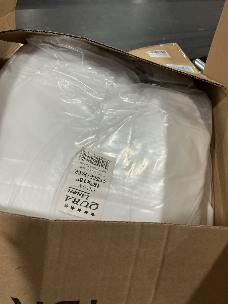 Condition photo showing Good Condition for quba linen 18 x 18 throw pillow insert - pack of 4 white, down alternative pillow inserts for decorative pillow covers, throw pillows for bed, couch pillows for living room (18" x 18" (pack of 4))