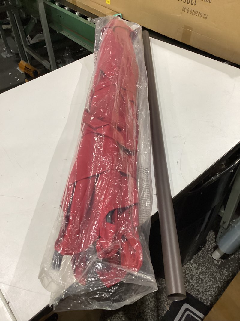 Condition photo showing New/Like New for jearey 7.5ft patio umbrella market table umbrella with 6 sturdy ribs, push button tilt/crank outdoor umbrella for garden, deck, backyard, pool and beach,burgundy 7.5ft burgundy