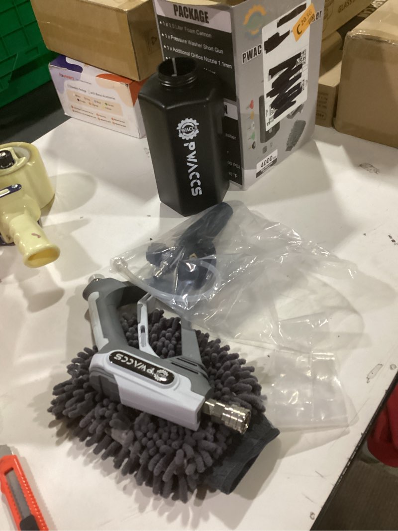 Condition photo showing Good Condition for PWACCS Pressure Washer Foam Gun, Short Pressure Washer Gun, Foam Cannon for Car Wash Kit with 1/4" Quick Connector, Pressure Wash Handle for Power Washer with M22 Male Inlet, 4000 PSI, 1.5 Liter
