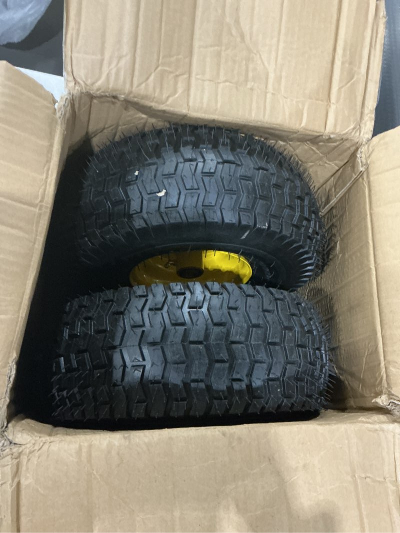 Condition photo showing Good Condition for 15x6.00-6 Tire and Wheel, 15-Inch Replacement Pneumatic Tires with 3/4" Bearings Compatible with Hand Truck, Wheelbarrow, Wagon, Gorilla Carts Tires (Yellow, 2PCS) P-103
