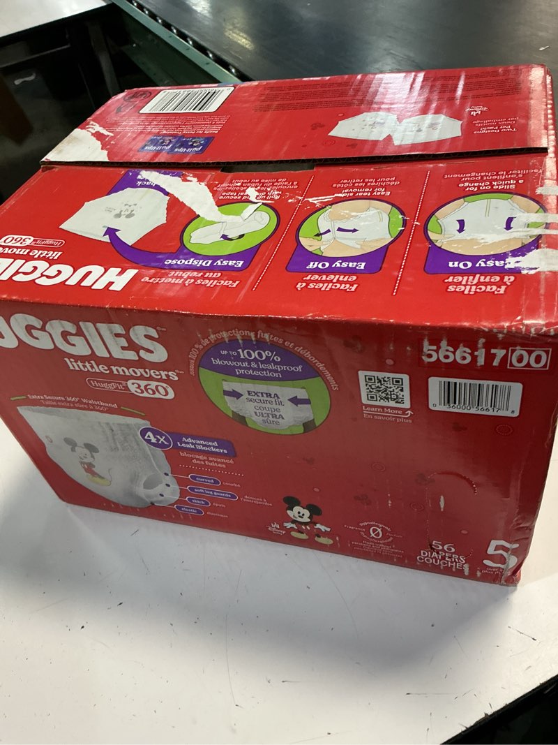 Condition photo showing New/Like New for huggies little movers huggfit 360 disposable diapers - size 5 - 56ct