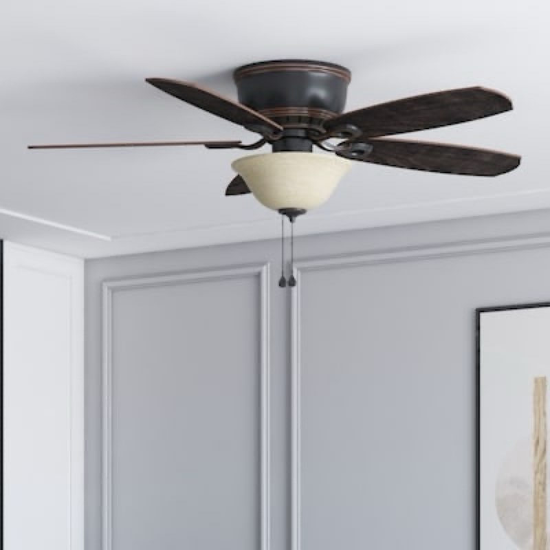 Harbor Breeze Lake Canton 52-in Bronze with Mink/Espresso Blades Flush Mount Ceiling Fan