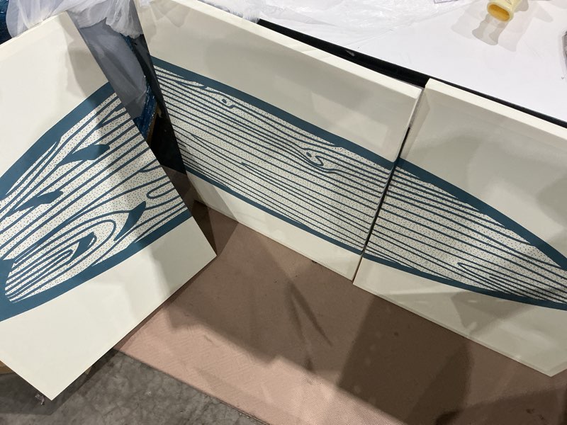 Condition photo showing Good Condition for zzjyyc surfboard wall decor 3 pieces blue watercolor line surfboard canvas painting prints wall art poster sea and surf pictures for beach house living room bedroom decor 12x16 inch no frame