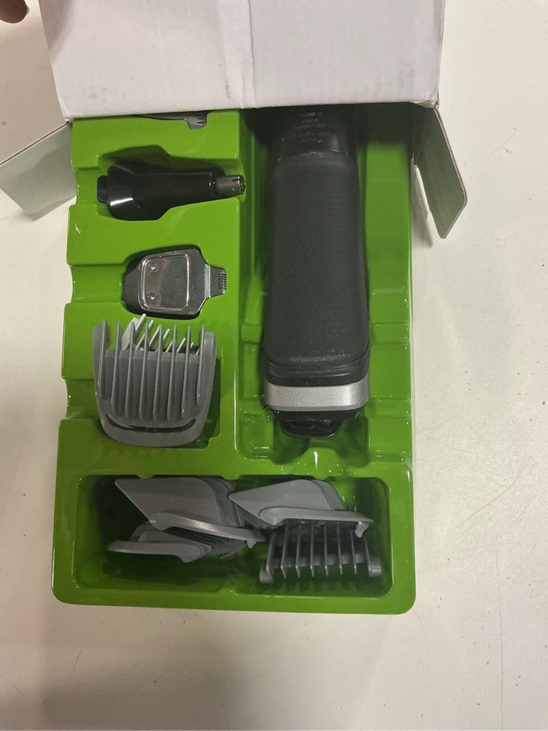 Condition photo showing As Is for philips norelco multigroom 5000 series, all-in-one trimmer and hair clipper, 18-piece men's grooming kit for beard, face, hair, body and intimate areas, no blade oil needed, model mg5910/49 black mg5910/49 - 18 pieces + no blade oil