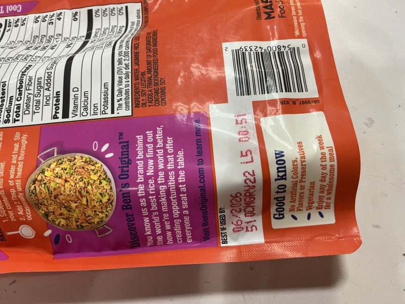 Condition photo showing New/Like New for (Best used by 06/2026)BEN'S ORIGINAL Ready Rice Jasmine Rice, Easy Dinner Side, 8.5 OZ Pouch (Pack of 6) Jasmine 8.5 Ounce (Pack of 6)