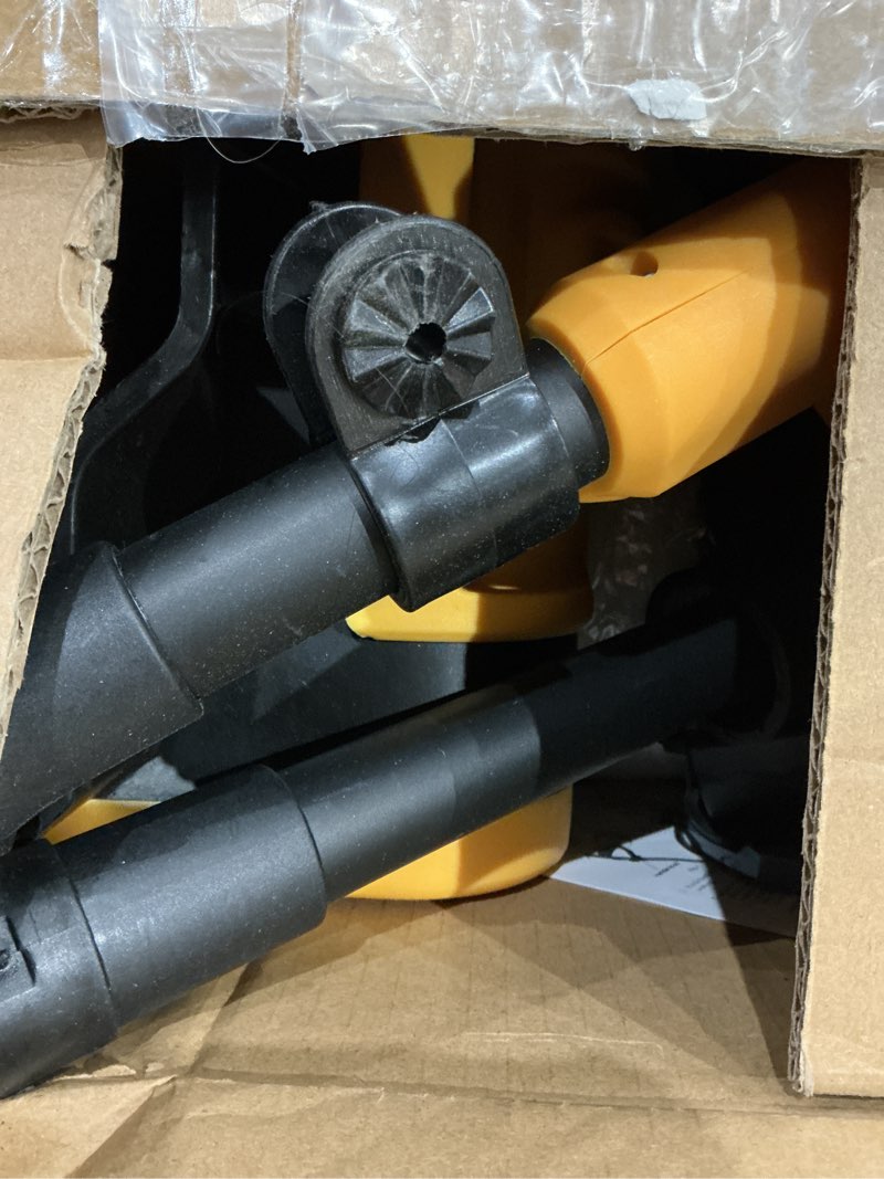 Condition photo showing As Is for cordless electric snow shovel, battery powered snow blower – lightweight portable snow thrower for driveway & sidewalk, powerful motor, long throw distance, easy snow removal,yellow