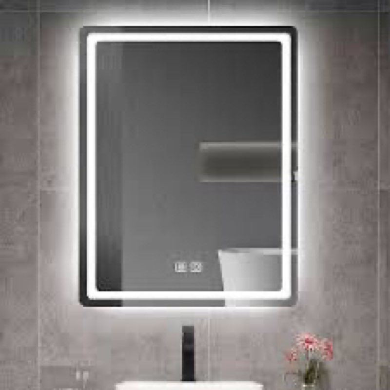 H LED Single Bathroom Vanity Mirror In Polished Crystal Bathroom Vanity LED Mirror For Bathroom Wall Smart Lighted Vanity Mirrors