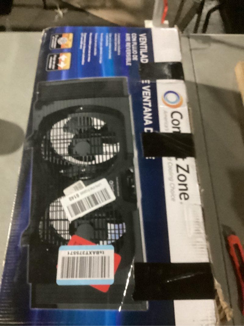 comfort zone 9" smart reversible twin window fan with wifi & remote control | 3-speed exhaust, intake & circulate functions | adjustable 23.5" to 37" width | works app (ios/android)