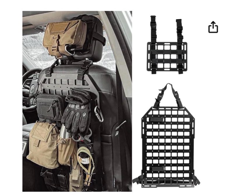 rigid molle panels for vehicles + molle headrest panel universal tactical molle seat back panel organizer modular storage & display for tactical gears accessories