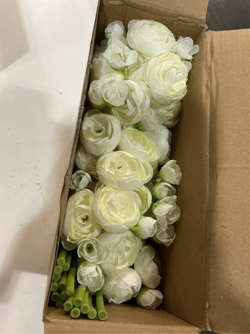 Condition photo showing Good Condition for giegxin 48 pcs ranunculus artificial flower,real to lifelike peonies artificial flower silk faux diy bouquet for wedding bridal shower valentine centerpieces arrangements home decorations(white)