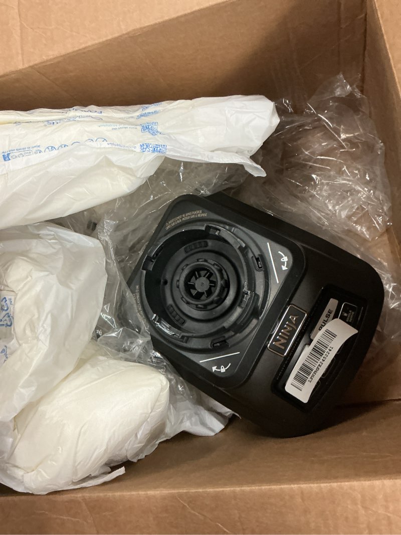 Condition photo showing As Is for Ninja Kitchen System | 8-Cup Food Processor Bowl & 72 oz. Blender All-in-One | With (2) 16 oz. To-Go Cups | For Smoothies, Ice Crushing, Dough & More | 1500 Watt | Black | BL770 Pitcher + Bowl + (2) 16-oz. Cups(incomplete base only)