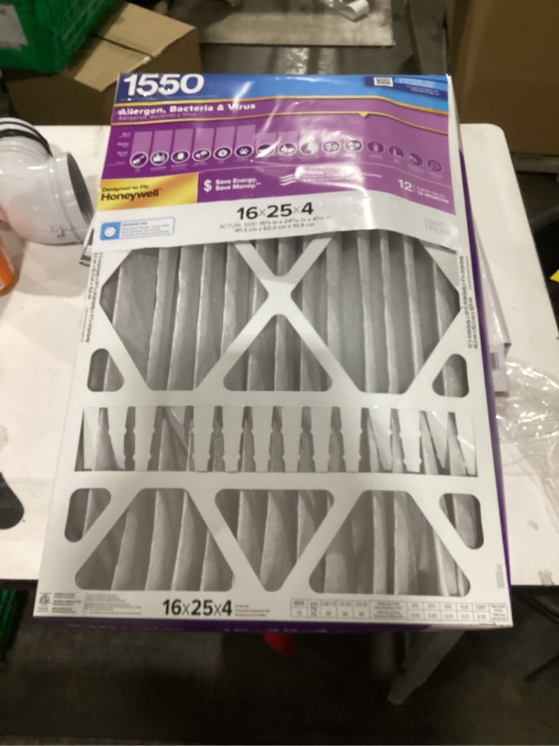 Condition photo showing Good Condition for Filtrete 16 x 25 x 4 MERV 12 1550 MPR Allergen, Bacteria and Virus Electrostatic pleated Air Filter