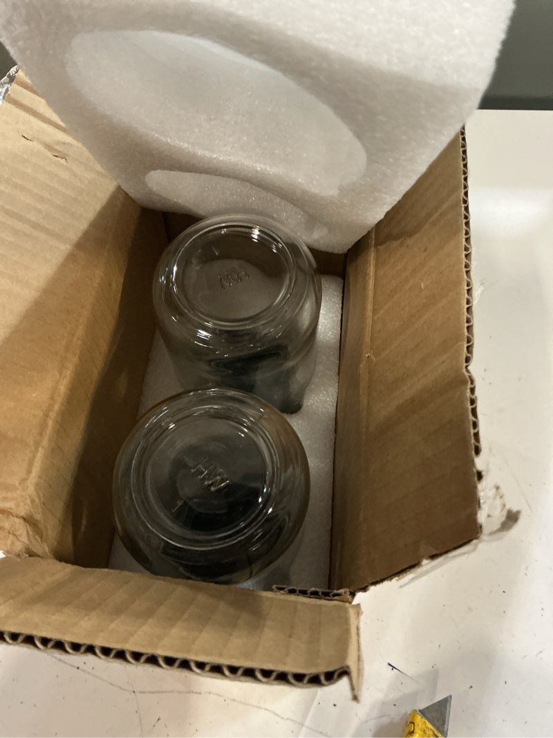 Condition photo showing New/Like New for 2 pack 24oz overnight oats containers with bamboo lids, glass jars with airtight lids for meal prep, wide mouth mason salad jars, glass food storage container for yogurt chia snacks spice sugar 24oz 2 pack