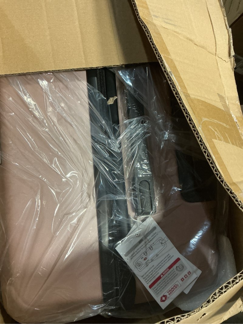 Condition photo showing New/Like New for (Incomplete)LIGHT FLIGHT Luggage Sets, 3 Piece Durable Suitcase Set with Spinner Wheels, 3 Pcs Hardside Lightweight luggage with TSA Lock, Large Checked Travel Suitcases, 20/24/28 Inch, Pink Pink 3-Piece Set-20 Inch/24 Inch/28 Inch