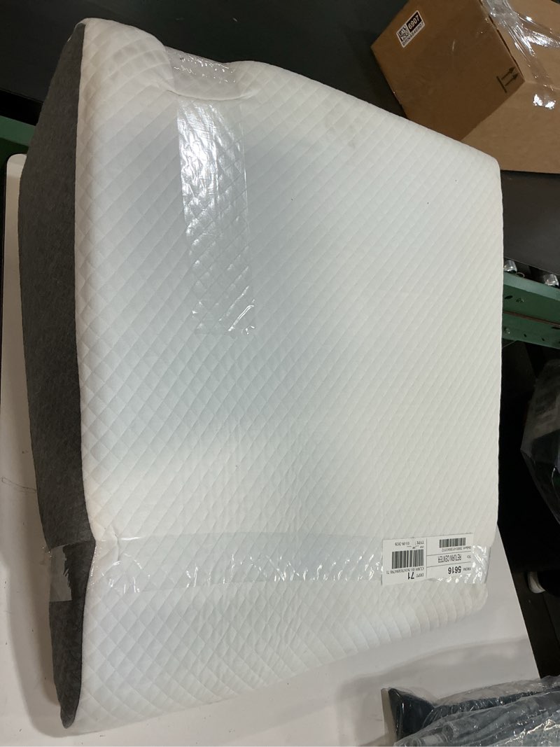 Condition photo showing As Is for gianna extra-high wedge pillow  memory foam bed wedge for snoring & leg elevation  removable washable cover  white gray  23.6×23.6×12in