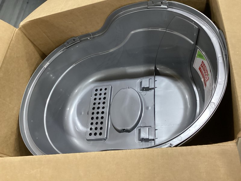 Condition photo showing Good Condition for nature’s miracle hooded flip top litter box for cats, with built-in odor control charcoal filter silver/grey