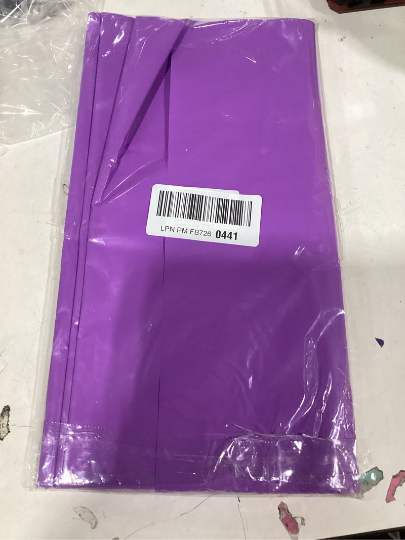 Condition photo showing Good Condition for QZYL 4 PCS Plastic Table Cloth Disposable, 54x108 Inches Leakproof Rectangle Tablecloth, Heavy-Duty for Restaurant Party Decorations, Outdoor Picnic Tablecloth Congratulations Decorations? Lavender 4pcs 54x108 in