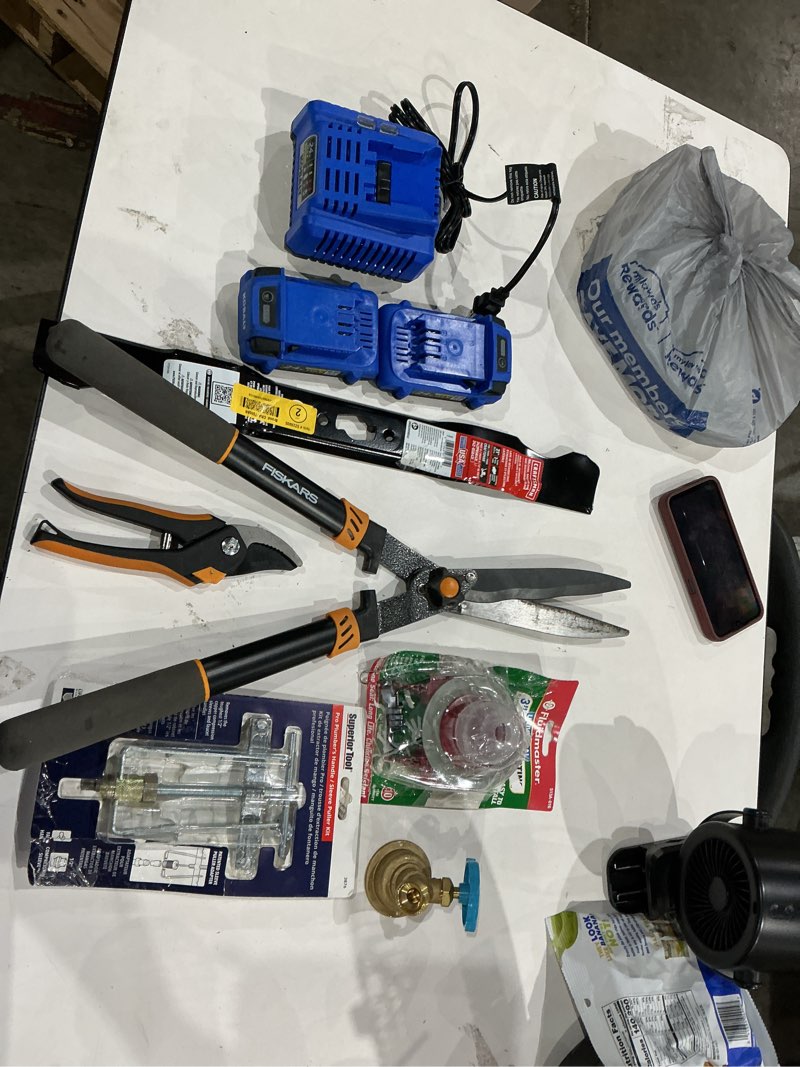 Condition photo showing As Is for assorted home improvement lot (small tools, screw, home accessories, etc.)