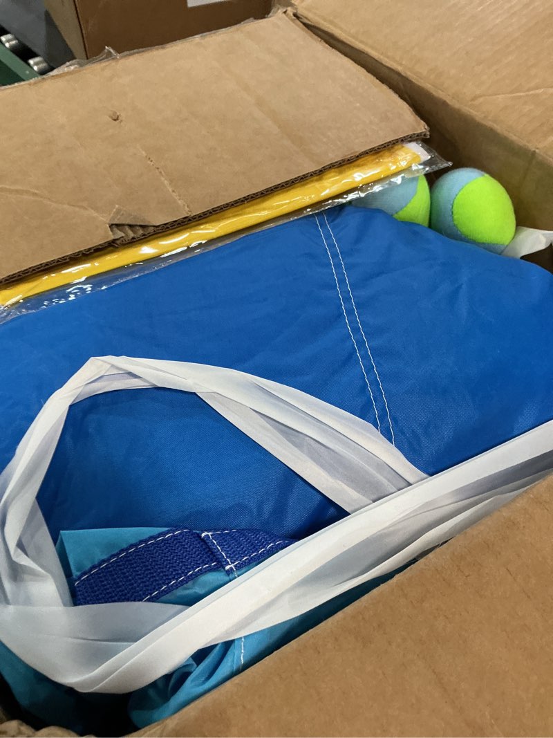 Condition photo showing Good Condition for bounce house, inflatable bouce house for kids 3-6 with basketball hoop jump area and slide, space-themed inflatable bouncy castle with air blower for indoor/outdoor