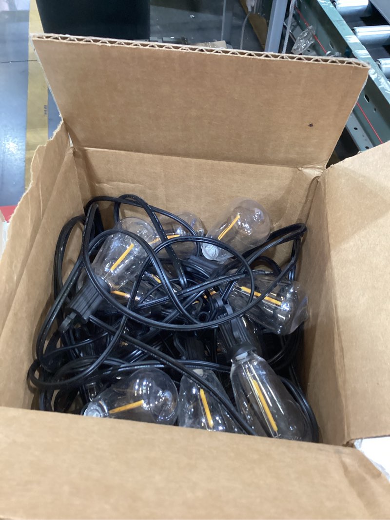 brightown outdoor string lights, 100ft 50+2 led st38 led patio lights shatterproof, dimmable ip65 waterproof connectable hanging outdoor light for backyard, porch, deck, balcony black 100ft 50led