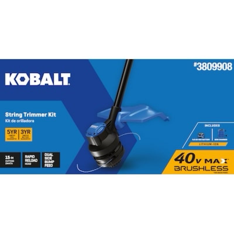 kobalt gen4 40-volt 15-in straight shaft battery string trimmer 4.0 ah(does not include battery or charger)